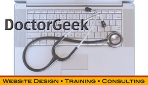 DoctorGeek ~ website design, training, consulting business card